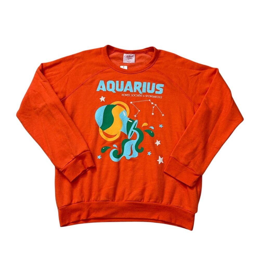 Anthropologie Midnight Rider Carolita Zodiac Sweatshirt Aquarius Size L/XL